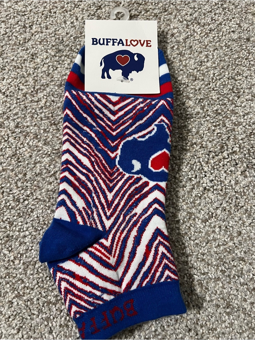NEW WITH TAGS Buffalo Bills Red, White & Blue Patterned ankle Socks